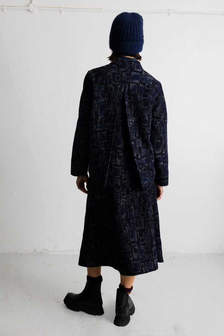 Pleated Shirt - Deep Indigo Jaquard