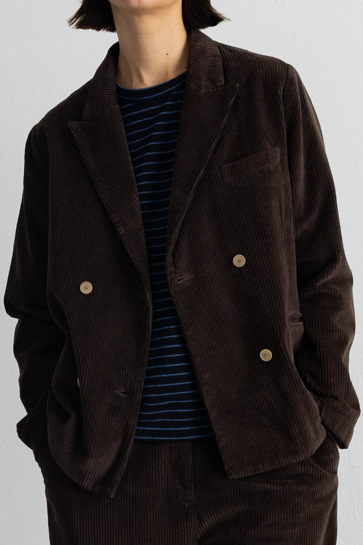 Relaxed Fit Blazer - Chocolate Chunky Cord