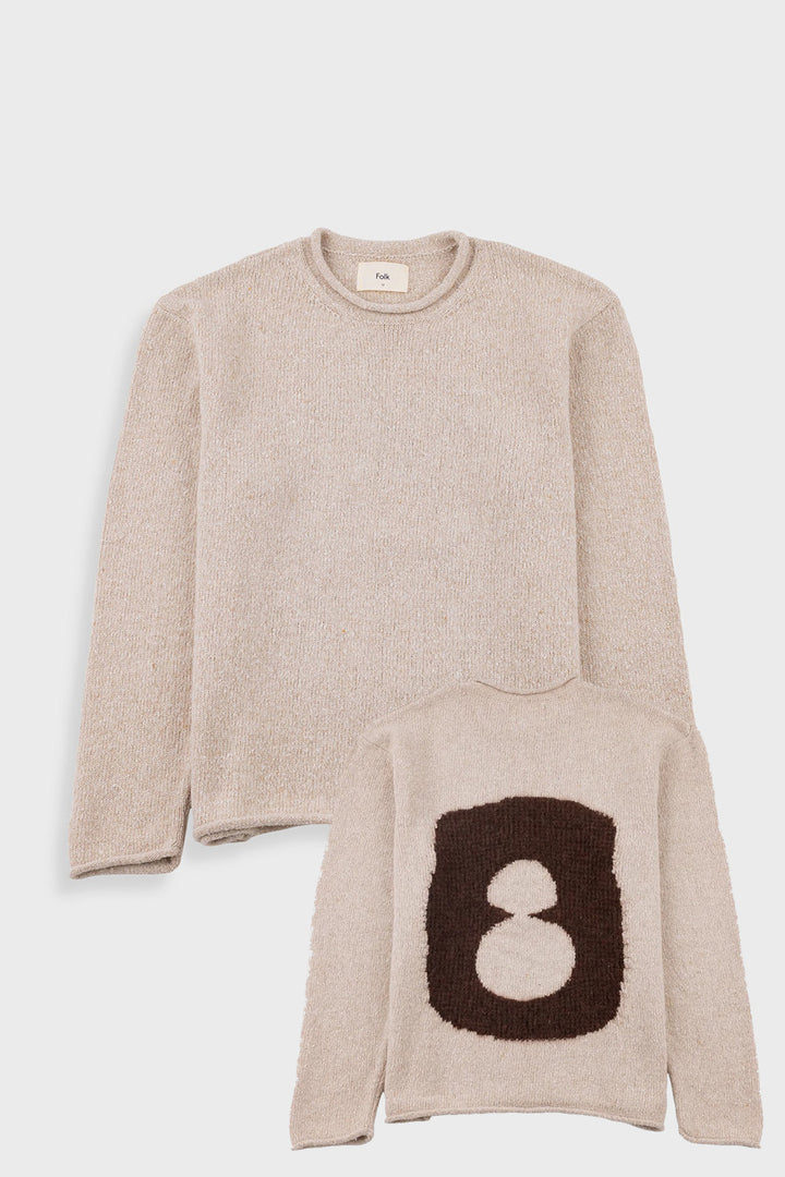 Slouch Crew - Natural Espresso Cast Intarsia