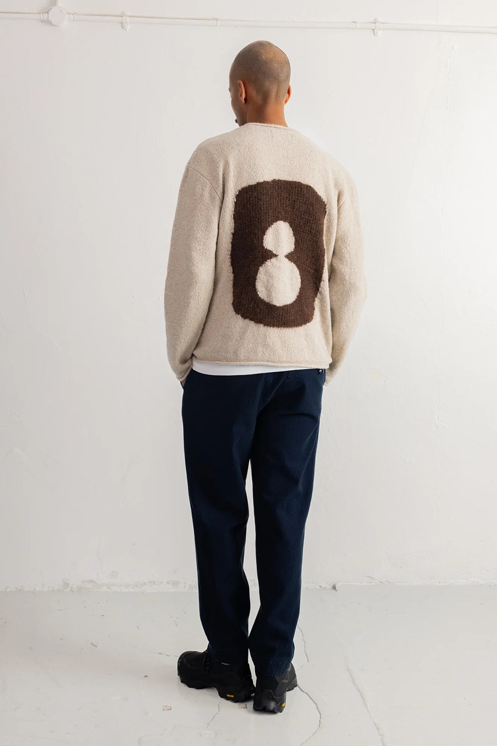 Slouch Crew - Natural Espresso Cast Intarsia