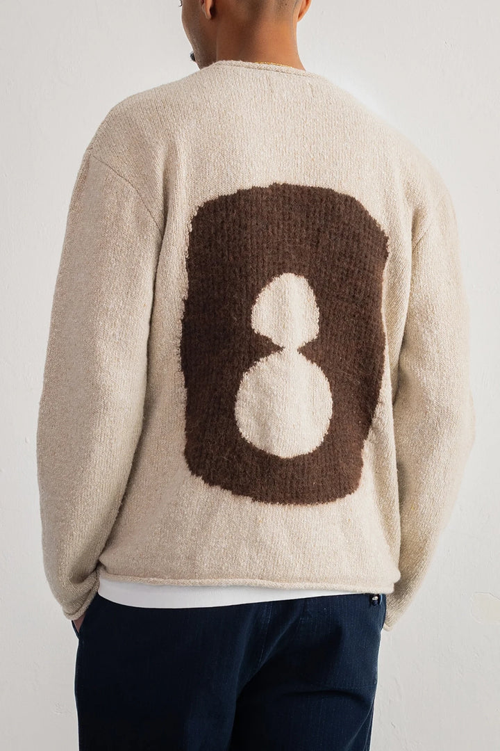 Slouch Crew - Natural Espresso Cast Intarsia