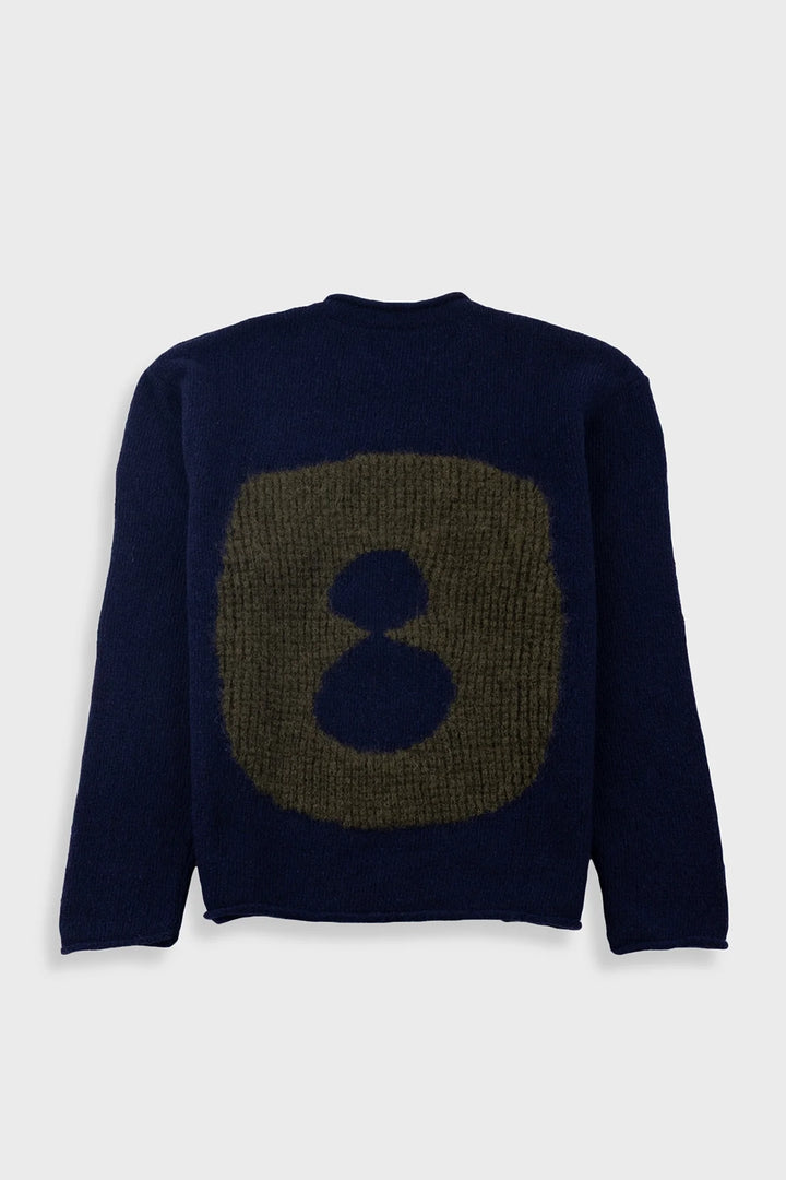 Slouch Crew - Navy Olive Cast Intarsia