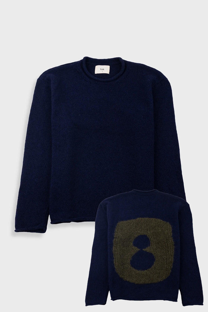 Slouch Crew - Navy Olive Cast Intarsia