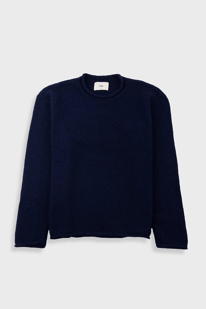 Slouch Crew - Navy Olive Cast Intarsia