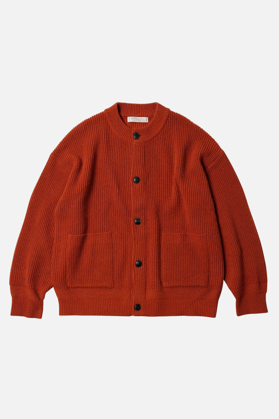 Heavy Wool Round Cardigan - Brick