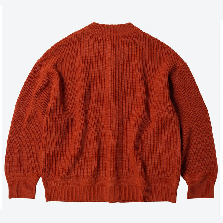 Heavy Wool Round Cardigan - Brick