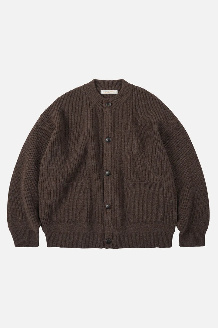 Heavy Wool Round Cardigan - Choco Brown