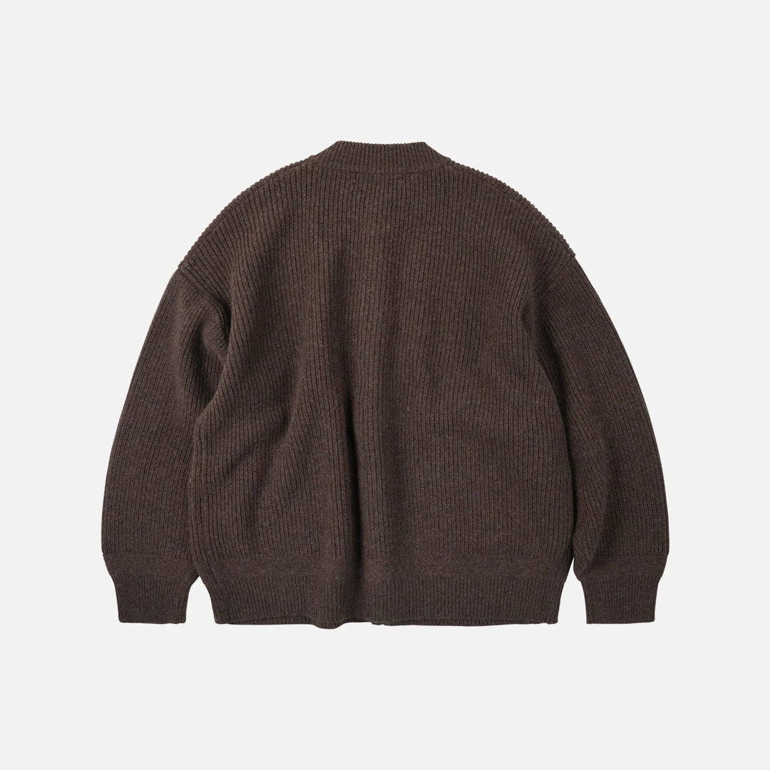 Heavy Wool Round Cardigan - Choco Brown