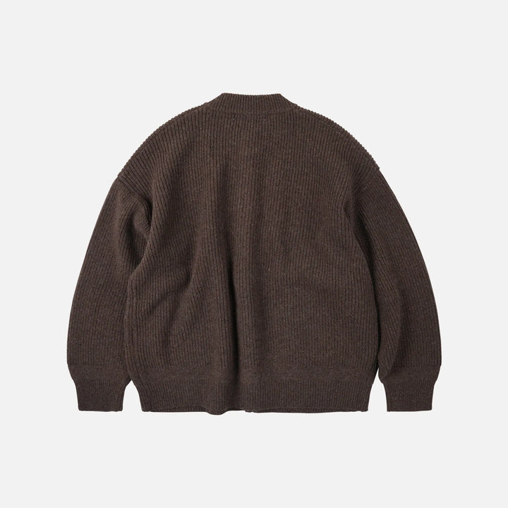 Heavy Wool Round Cardigan - Choco Brown