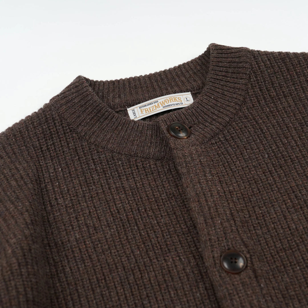 Heavy Wool Round Cardigan - Choco Brown