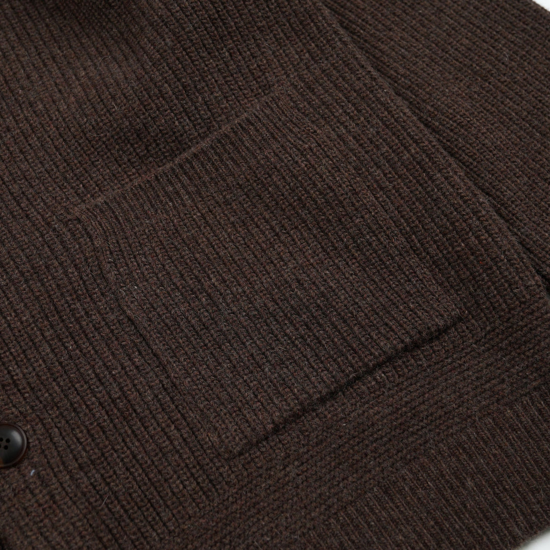 Heavy Wool Round Cardigan - Choco Brown