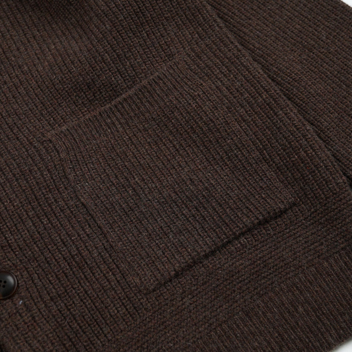 Heavy Wool Round Cardigan - Choco Brown