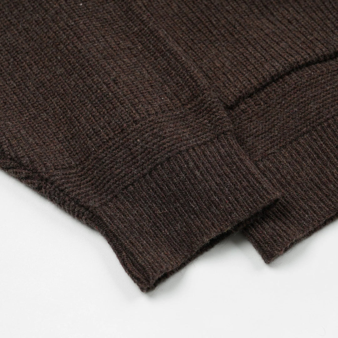 Heavy Wool Round Cardigan - Choco Brown