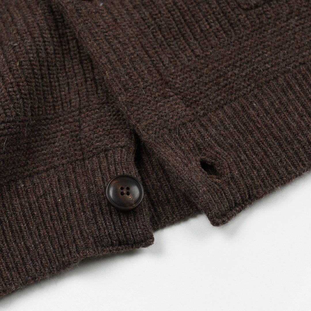 Heavy Wool Round Cardigan - Choco Brown