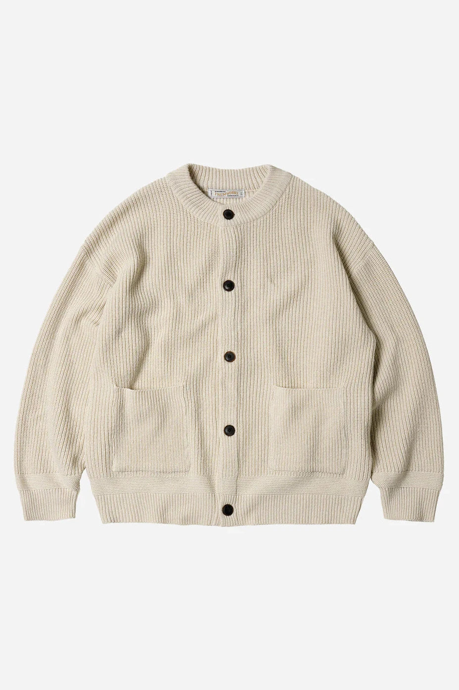 Heavy Wool Round Cardigan - Cream