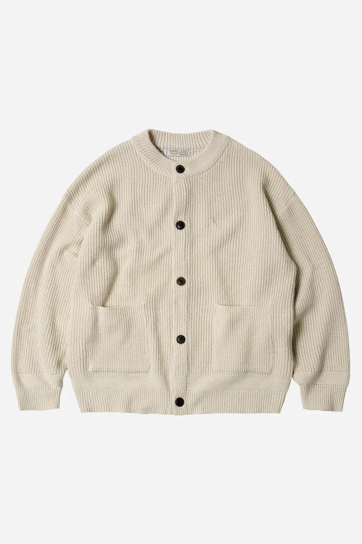 Heavy Wool Round Cardigan - Cream