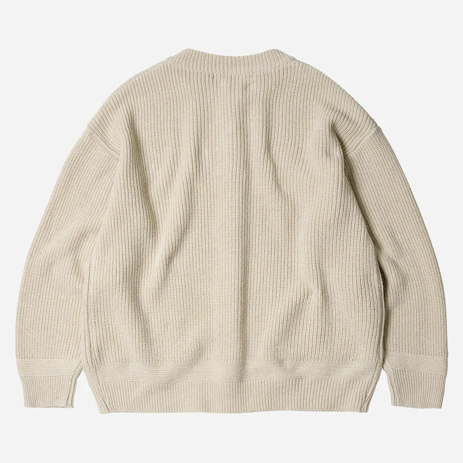Heavy Wool Round Cardigan - Cream