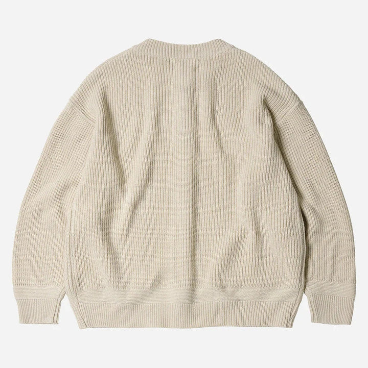 Heavy Wool Round Cardigan - Cream