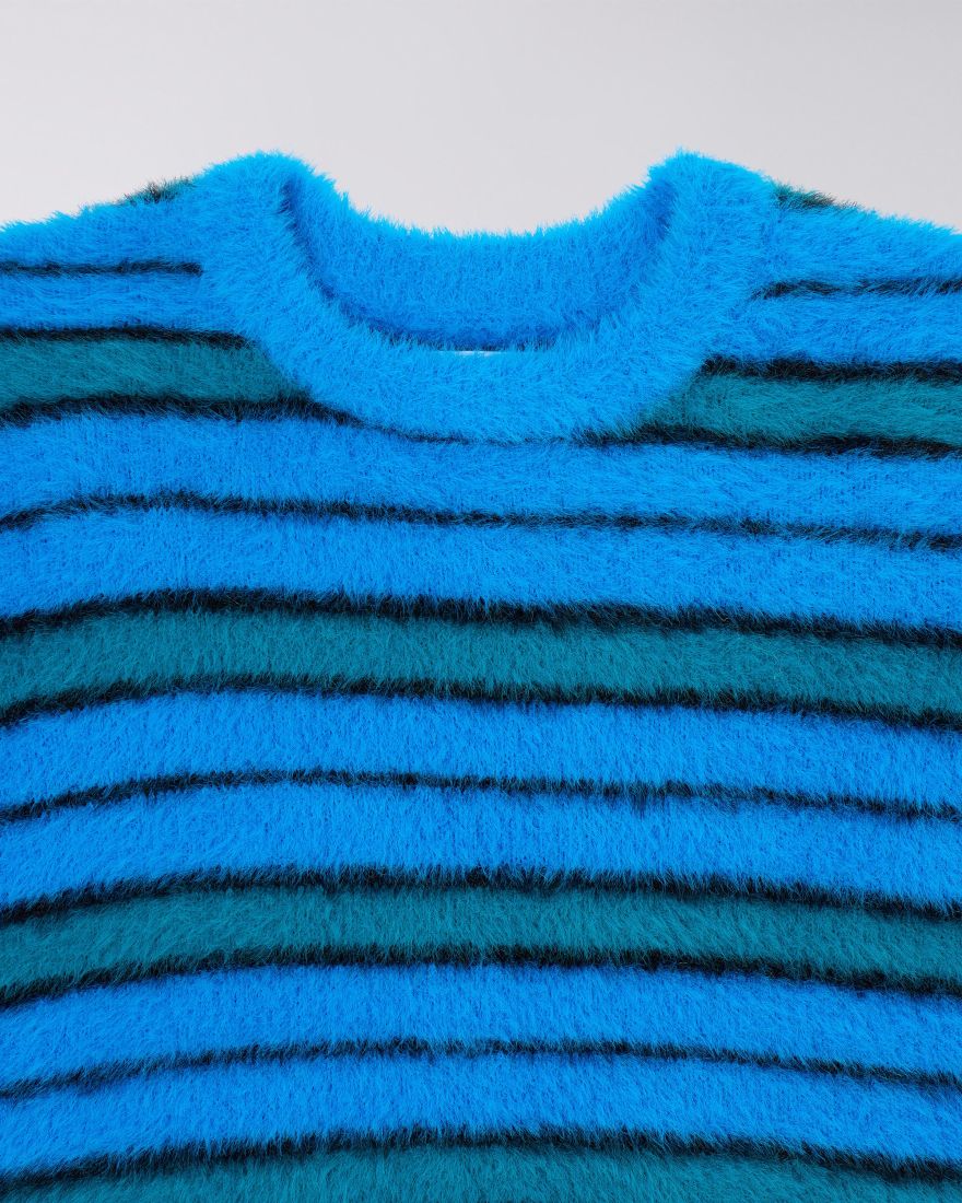 Gill Stripe Sweater - Aqua/Black