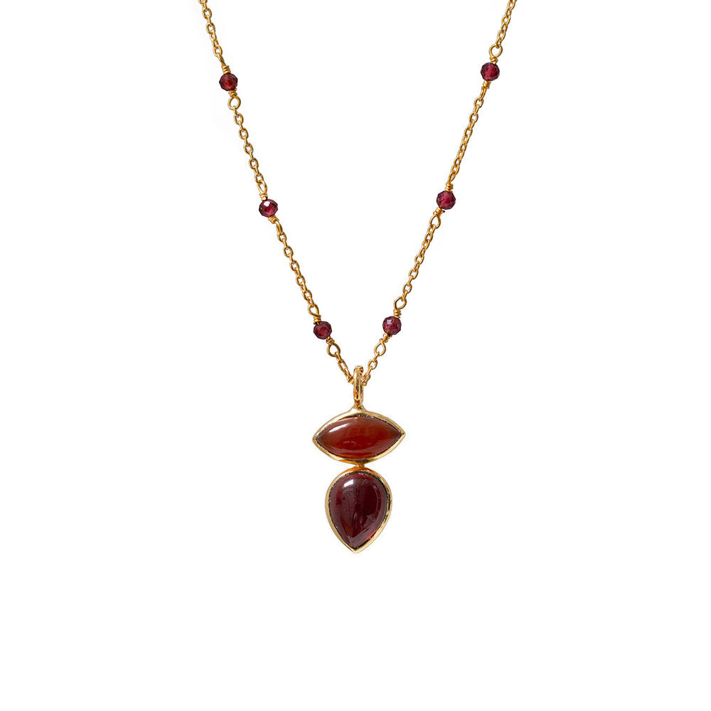 Indira Red Onyx & Garnet Rosary Pendant Necklace