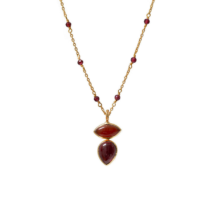 Indira Red Onyx & Garnet Rosary Pendant Necklace