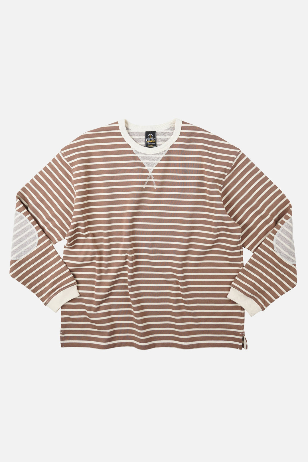 Loop Patch L/S T-Shirt - Mocha Stripe