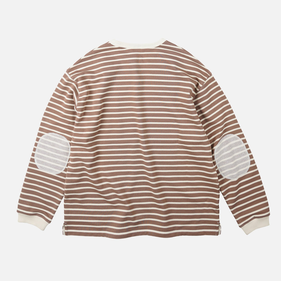 Loop Patch L/S T-Shirt - Mocha Stripe