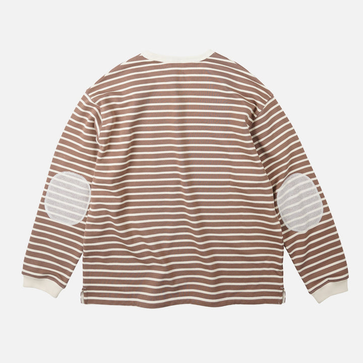 Loop Patch L/S T-Shirt - Mocha Stripe