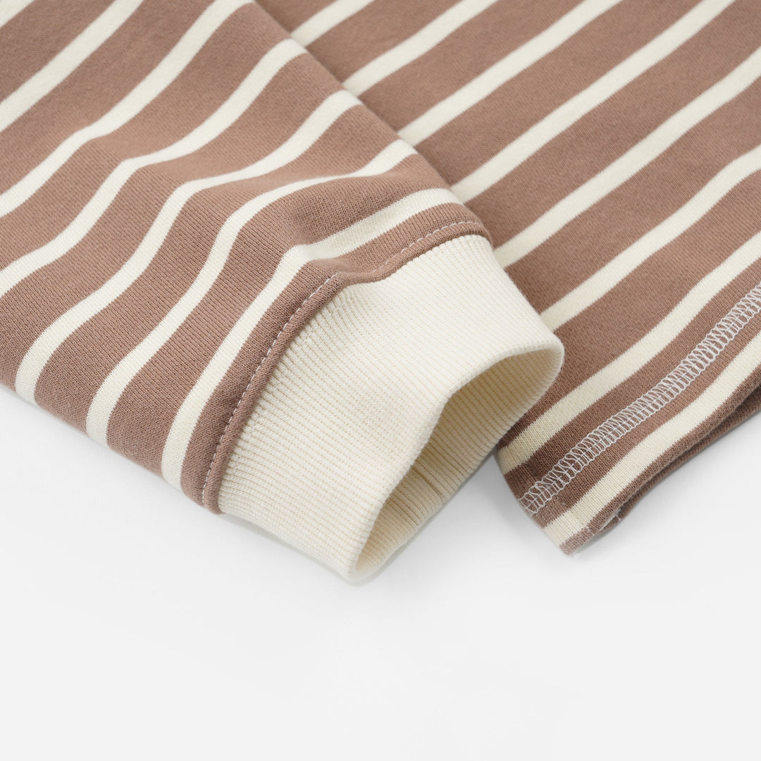 Loop Patch L/S T-Shirt - Mocha Stripe