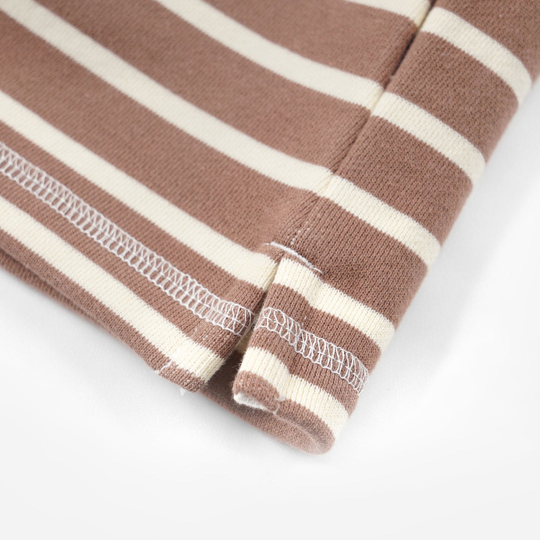 Loop Patch L/S T-Shirt - Mocha Stripe