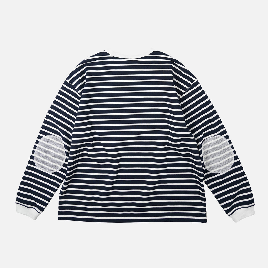 Loop Patch L/S T-Shirt - Navy Stripe