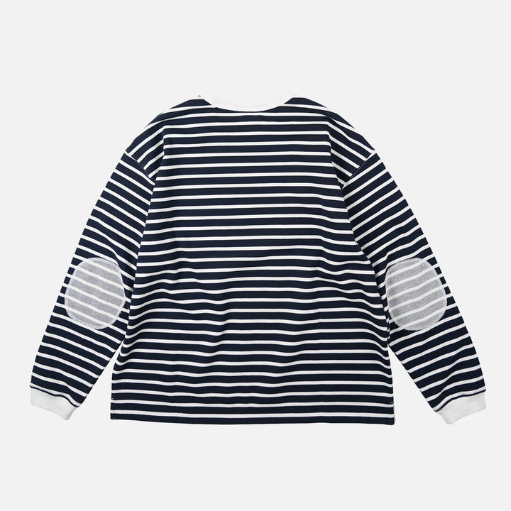 Loop Patch L/S T-Shirt - Navy Stripe