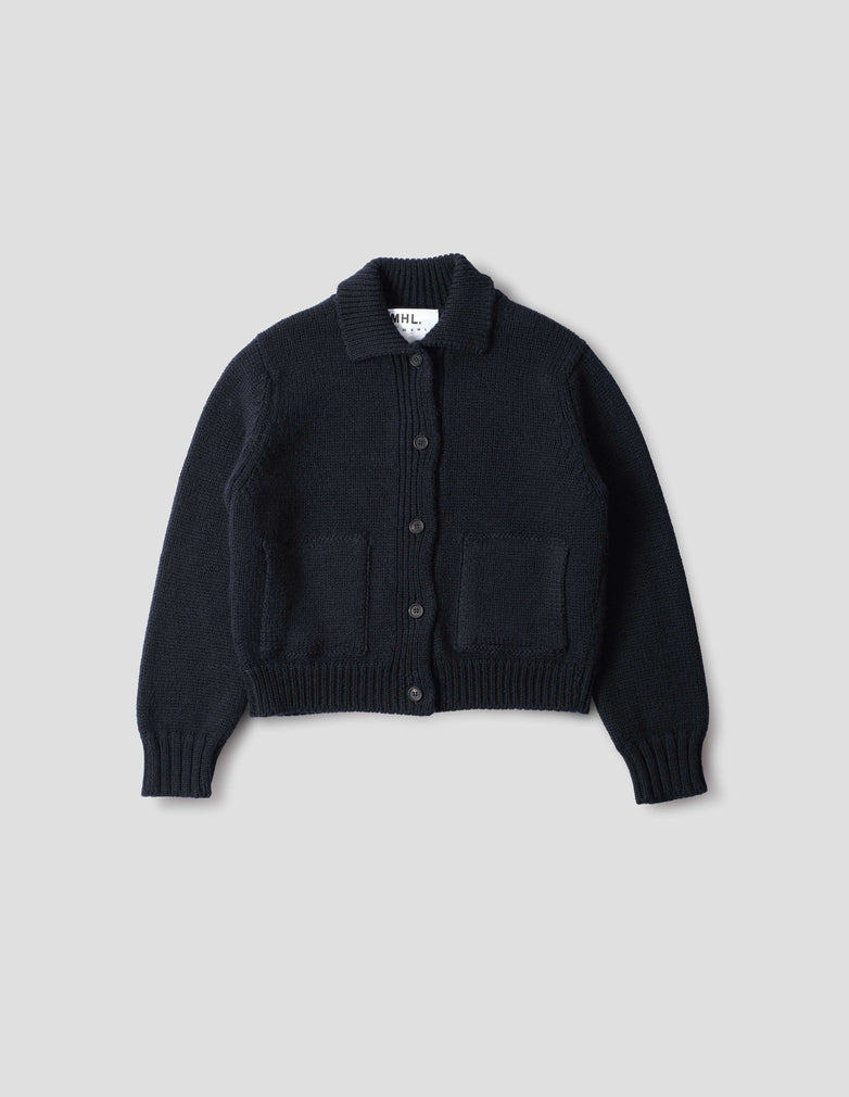 Wool Bomber Cardigan - Ink