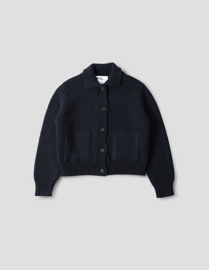 Wool Bomber Cardigan - Ink