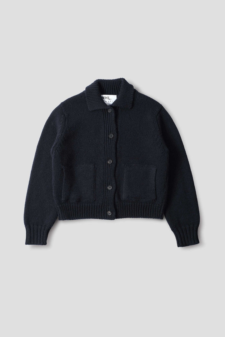 Wool Bomber Cardigan - Ink