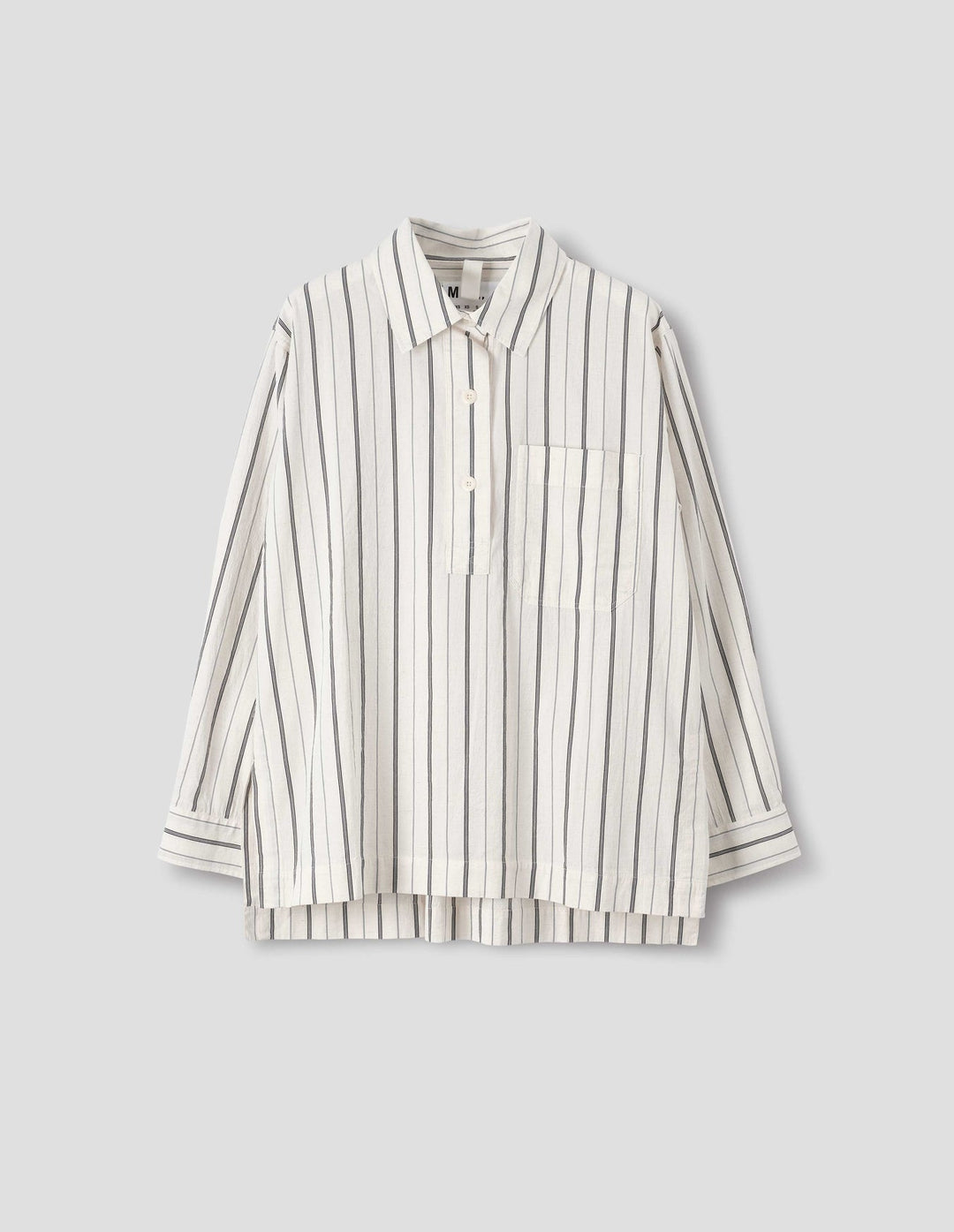 Pull on Japanese Wide Stripe Shirt - Off White/Navy