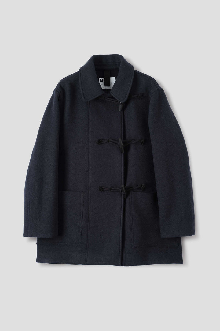 Offset Duffle Coat - Navy Wool