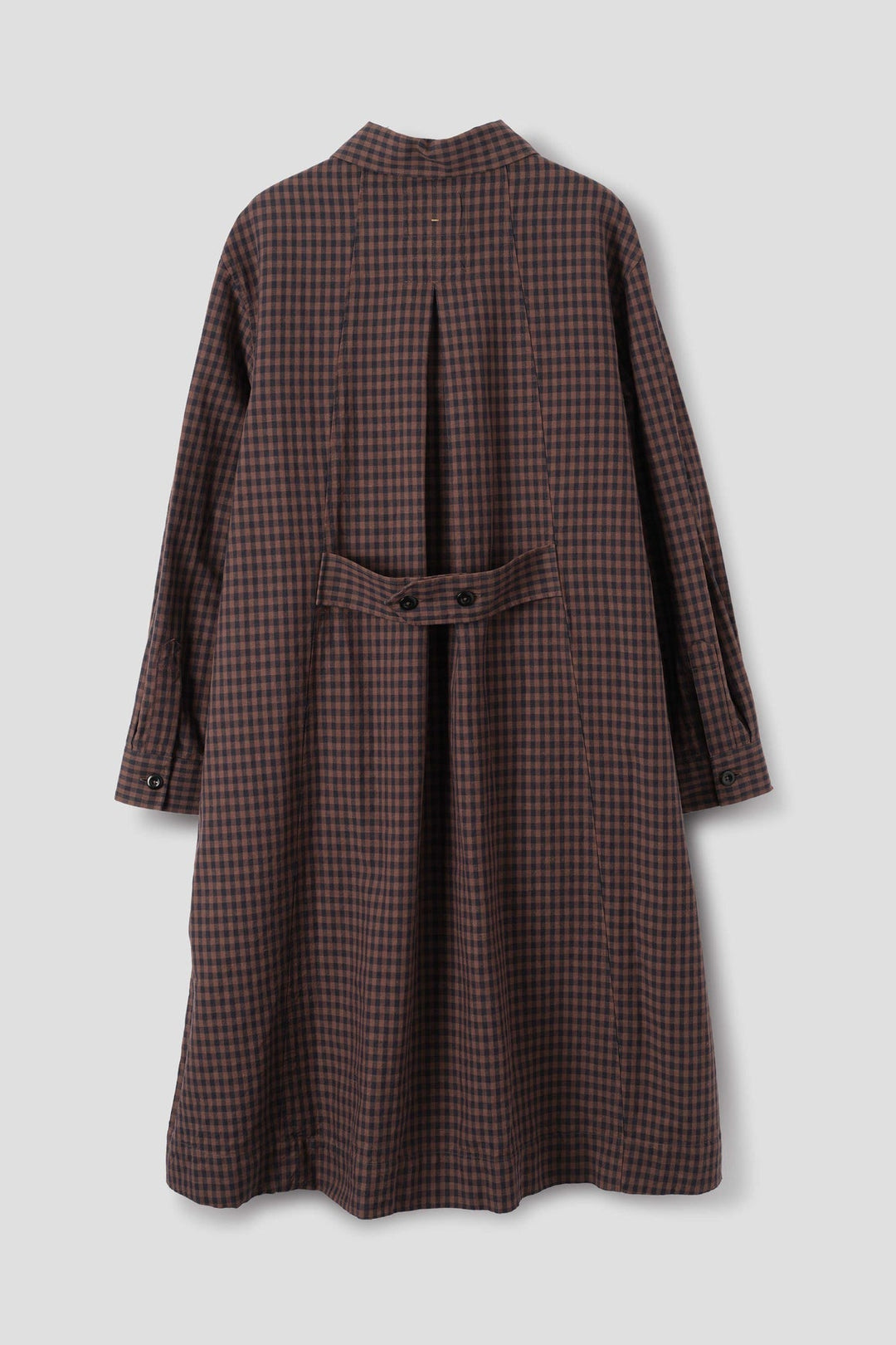 Offset Placket Dress -Chestnut Gingham