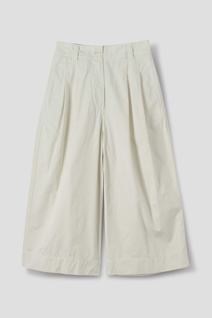 Pleated Culottes Soft Dense Cotton - Chalk