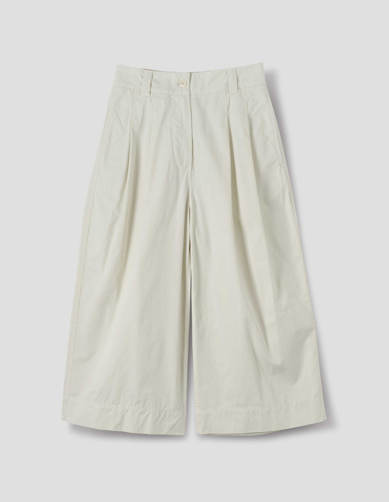 Pleated Culottes Soft Dense Cotton - Chalk