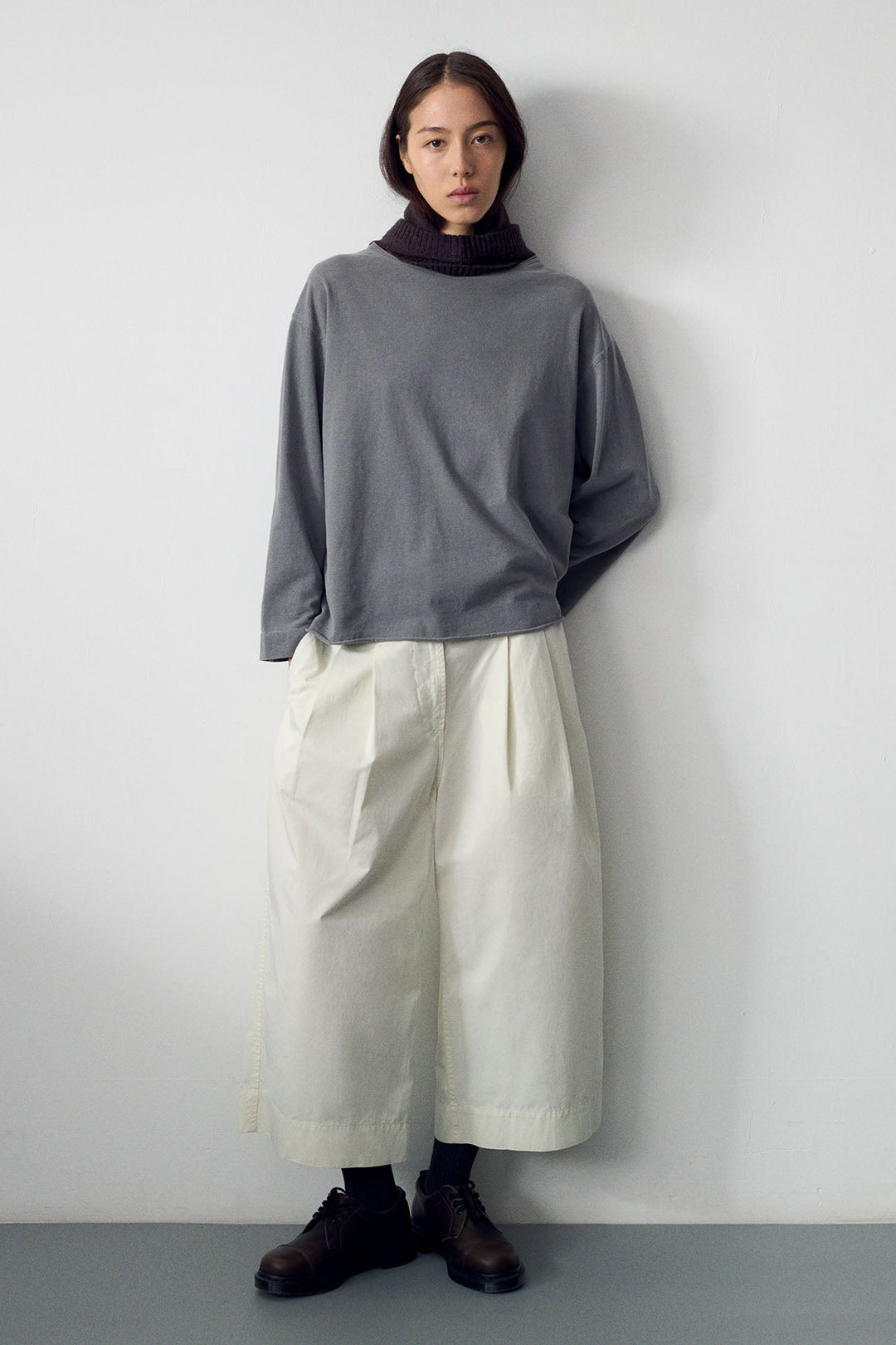 Pleated Culottes Soft Dense Cotton - Chalk