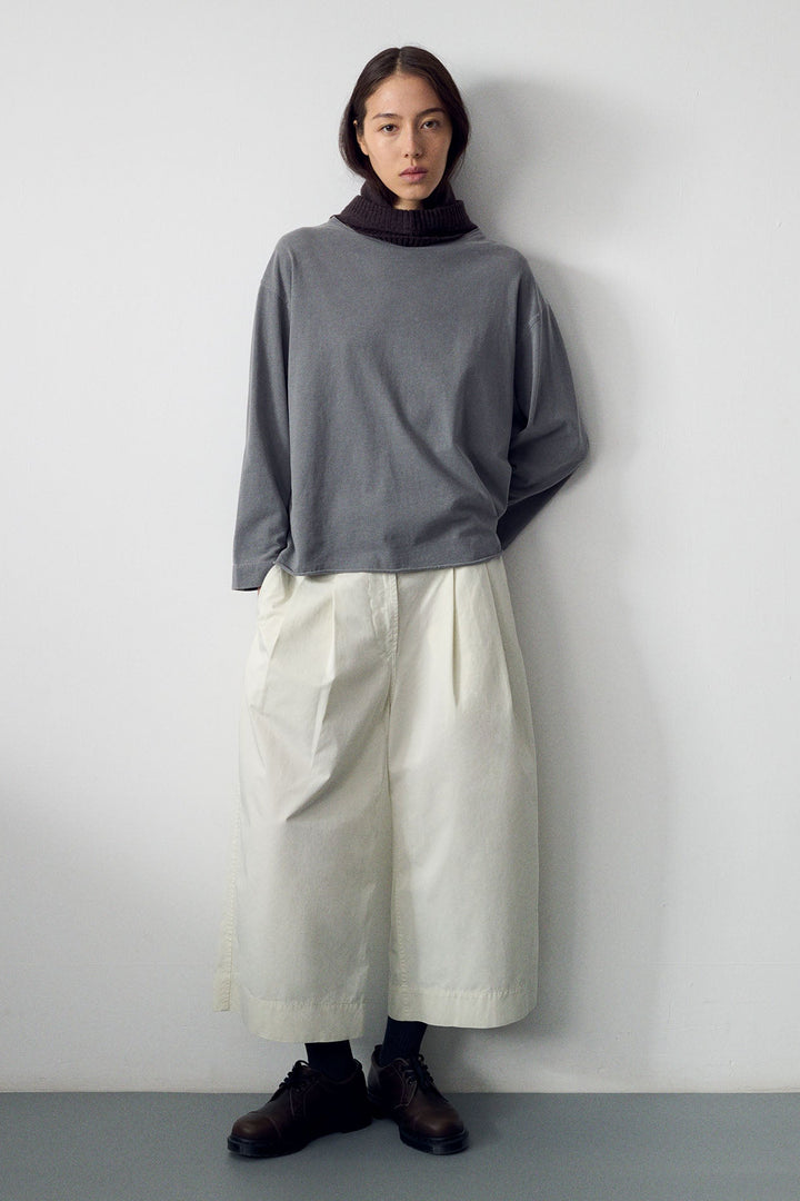 Pleated Culottes Soft Dense Cotton - Chalk