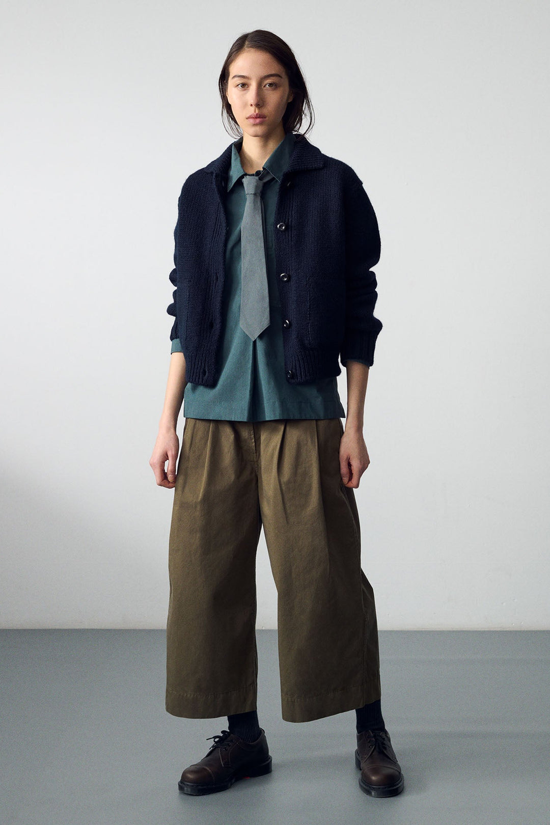 Wool Bomber Cardigan - Ink