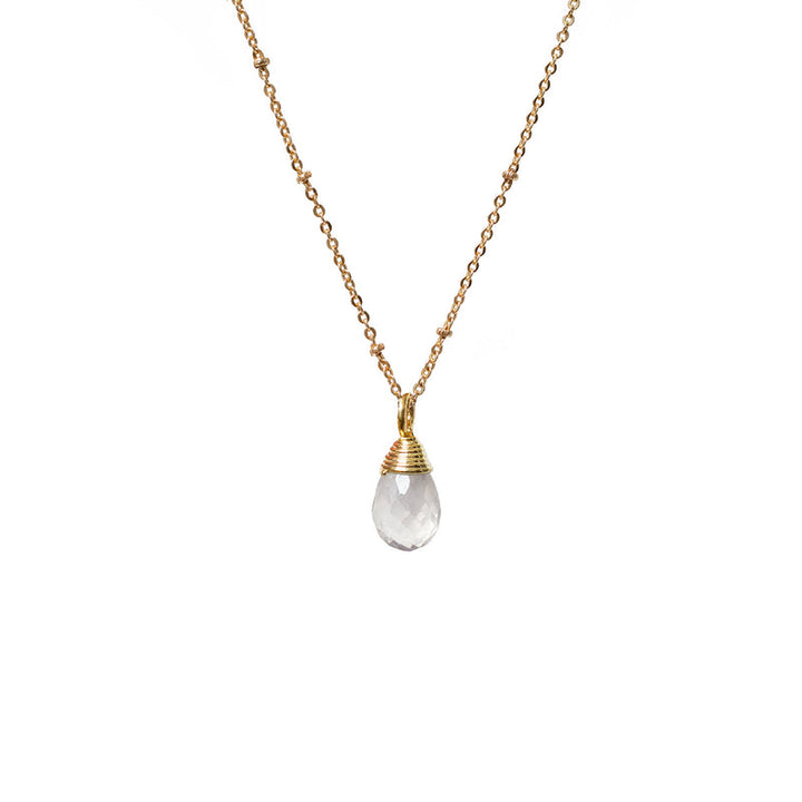 Natural Faceted Ice Quartz Drop Necklace