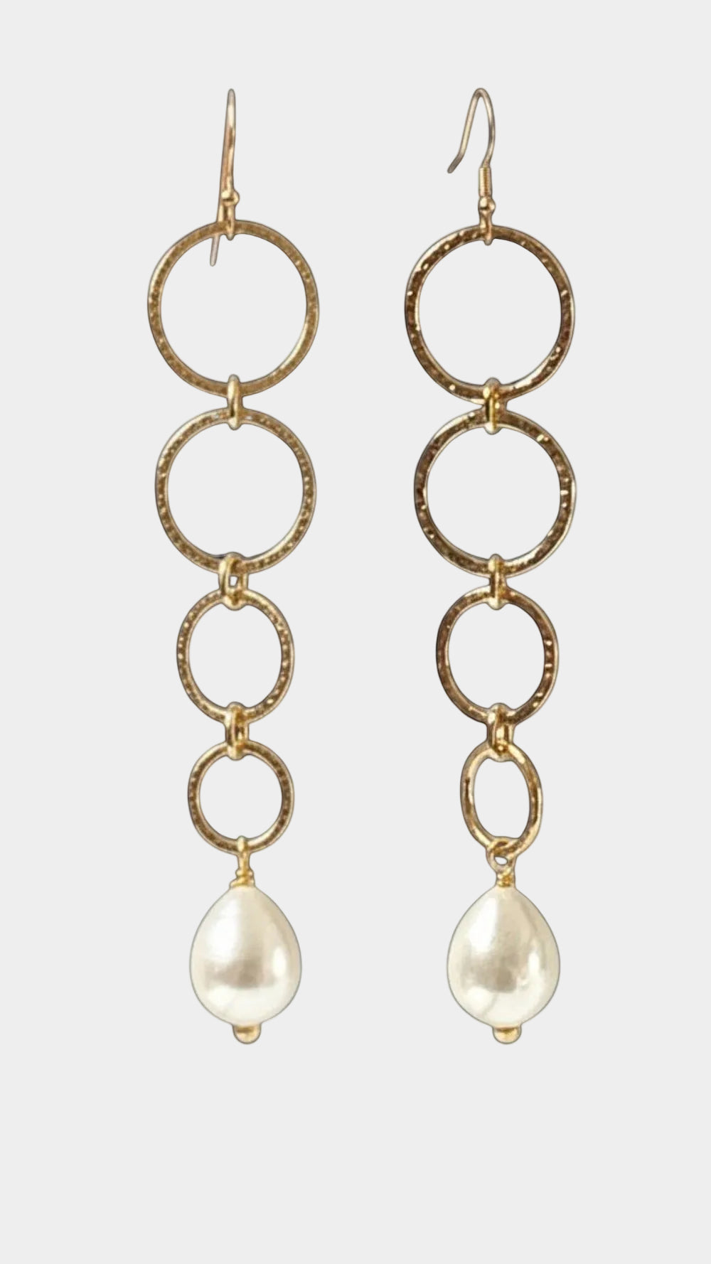 Hammered Hoop and Pearl Drop Earrings
