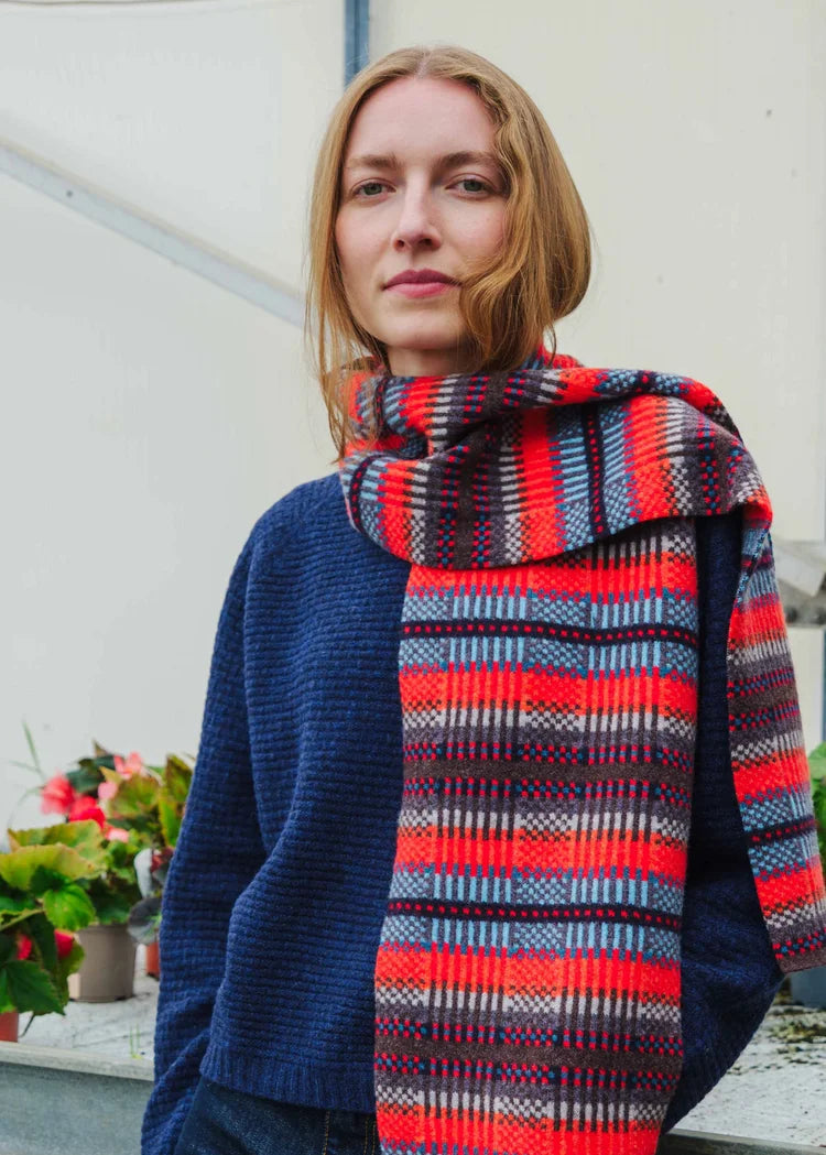 Modern Tartan Scarf - Winter Beach
