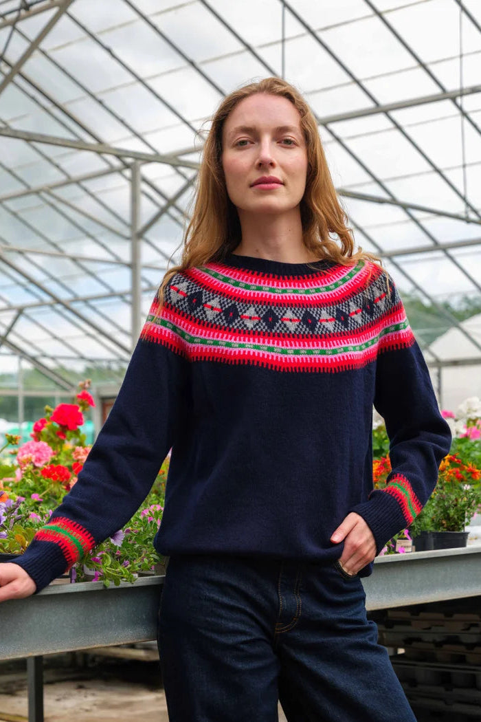 Fairisle Yoke Jumper in Deep Navy
