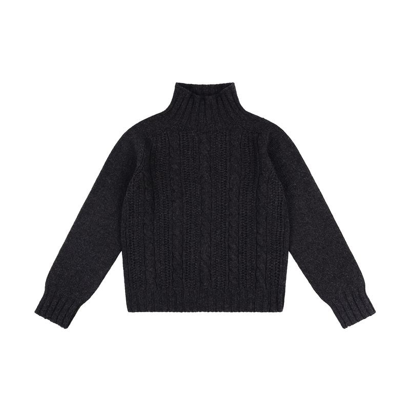 Cable High-Neck Chunky Jumper in Charcoal