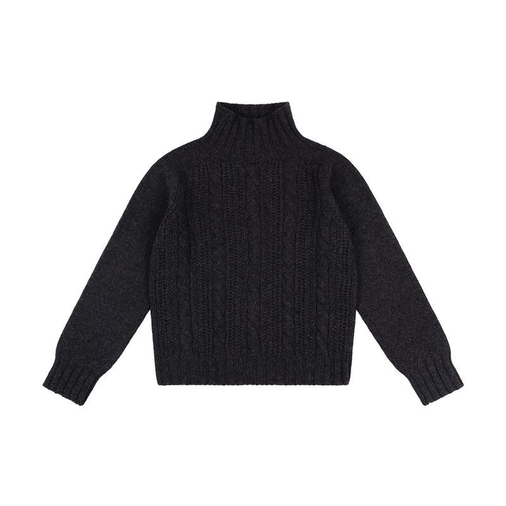 Cable High-Neck Chunky Jumper in Charcoal