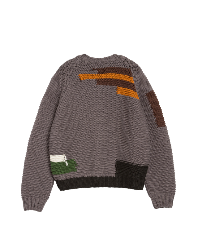 Atomic Cardigan - Grey Hand Knit Colour Blocks